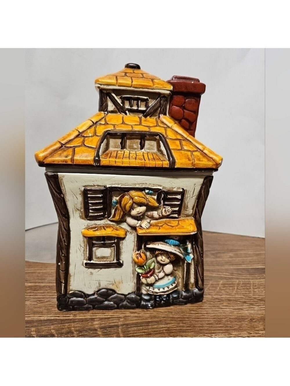 Vintage 1993 Giftcraft Ceramic Cottage with Kids Cookie Jar